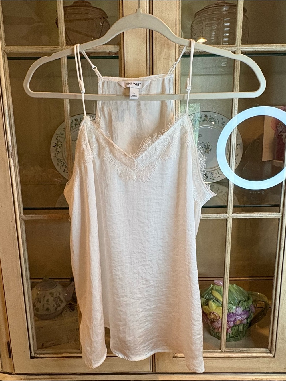 Nine West Off-white Lace-Edge Slip Cami